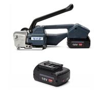 Máquina de embalaje eléctrica portátil 13-16 mm PP PET Strap V1 Máquina flejadora Herramientas de embalaje for caja de cartón Fácil de usar para principiantes y profesionales(Two battery)