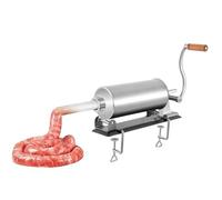 Máquina de embutido manual de acero inoxidable, 3 kg, horizontal, con 4 tubos de llenado y abrazadera de mesa, máquina de llenado de salchichas para salchichas caseras, Cevapcici | Jeringa robusta