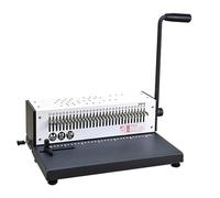 Máquina de encuadernación, Máquina encuadernadora de hojas sueltas, perforadora de 1 a 30 agujeros, autoajustable, de bobina simple, con clip rígido, for archivar hojas sueltas.