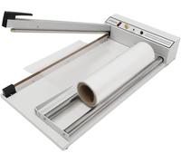 Máquina De Envasado Manual De 24 Pulgadas para Alimentos - Envolvedora De Film Transparente Termosellable con Pistola De Calor, Ideal para Bandejas De Frutas Y Almacenamiento De Alimentos