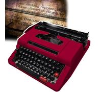 Máquina de escribir antigua, máquina de escribir manual vintage, carcasa roja, tipo legible, para notas, cartas, escritura creativa, utilería para cine y televisión, escaparates.,A