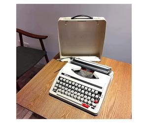 Máquina de escribir creativa vintage, máquina de escribir mecánica retro portátil, máquina de escribir manual antigua incluida, carrete doble, cinta negra y roja (negro)