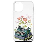 Máquina de Escribir Flores Mariposas Escritura Poética Carcasa para iPhone 12/12 Pro