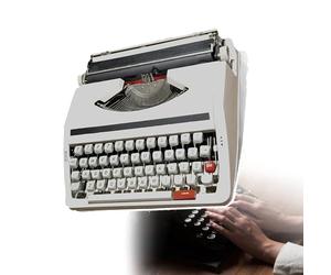 Máquina de escribir manual con funda de transporte, portátil y fácil de usar para sala de estar, dormitorio, estudio