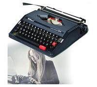 Máquina de escribir manual retro vintage, manual creativo portátil tradicional con funda, para notas o cartas o escritura creativa, máquina de escribir antigua (negro)