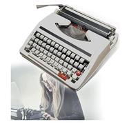 Máquina de escribir manual retro vintage, manual creativo portátil tradicional con funda, para notas o cartas o escritura creativa, estilo antiguo (blanco)