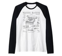 Máquina de Escribir Máquina de Escribir Patente de Escritor Vintage Camiseta Manga Raglan