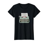 Máquina de Escribir Tipografía Divertida No Hay permanencia en la ficción Camiseta gráfica económica, Mujer, Negro, XS