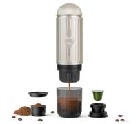 Máquina de espresso portátil, recargable, eléctrica, 12 V, calentamiento con un clic, máquina de café automática, compatible con cápsulas NS y café molido para camping, viajes, hogar (plata)