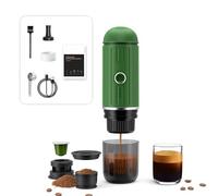 Máquina de espresso portátil, recargable, eléctrica, 12 V, calentamiento con un clic, máquina de café automática, compatible con cápsulas NS y café molido para camping, viajes, hogar (Verde)