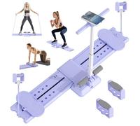 Máquina de Esquí 5 en 1 Kit Pilates en Casa, Pilates Reformer Board, Tabla Flexiones Multifuncion, Rodillo Abdominales, Capacidad de Carga 150 kg, para Entrenar Core, Glúteos y Brazos
