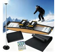 Máquina de esquí para entrenamiento simulador de esquí, elíptica 3D kit de entrenamiento de fuerza y equilibrio para interiores con bastones para entrenamiento de cintura abdomen y piernas.