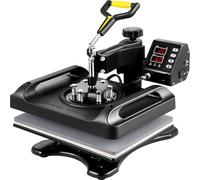 Máquina de estampación, Máquina de sublimación combinada 8 en 1 de 30 x 38 cm con rotación de 360° for gorras, camisetas, tazas y platos.(Balck)