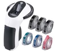 Máquina de etiquetado E975, grabadora de etiquetas 3D E975, grabadora de etiquetas portátil con 6 rollos de etiquetadora, máquina de etiquetado manual, impresora de etiquetas con (£ € Ä Ü) para el