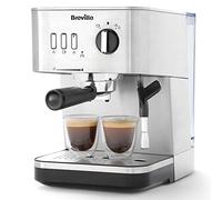 Breville Máquina de expresso Bijou Barista | Expreso automático y manual, Cafetera capuchino y café con leche | Bomba de 15 bares | Vara de vapor | Plateada [VCF149X]