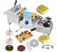 Máquina de facetado de pulido de gemas de 750 W, sierra lapidaria de joyería de 800-10000 r/min, máquina lapidaria de amoladora plana para cortar, grabar, perforar y esmerilar