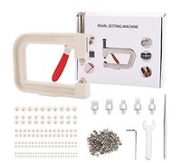 Máquina de fijación de perlas clavadas para manualidades con cuentas hechas a mano, con 150 cuentas acrílicas de perlas de imitación en 5 tamaños, botones de remache y pinzas
