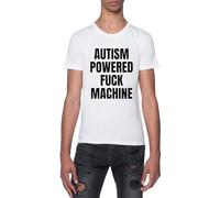 Máquina De Follar Impulsada por Autismo Adulto Camiseta De Manga Corta Blanca con Cuello Redondo para Hombre T-Shirt Short Sleeve White Crewneck tee For Men