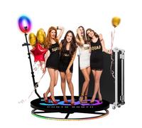 Máquina de fotomatón 360 con plataforma para selfies, control de aplicación, control remoto, anillo de luz, cámara lenta para eventos