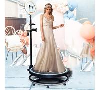 Máquina de fotomatón 360 para fiestas, control remoto automático de cámara lenta, cabina giratoria para personas para pararse, con soporte para selfie de luz de anillo Wuzeenyi (funda de vuelo, 45.3