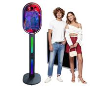 Máquina de fotomatón con pantalla táctil, espejo y funda de vuelo para fiestas, bodas, eventos (negro C, máquina de cabina de foto)