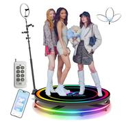 Máquina de fotomatón de 360 grados con control remoto inteligente y control por aplicación, 3 modos de iluminación, control de 8 velocidades, palo selfie ajustable, ideal para fiestas y celebraciones