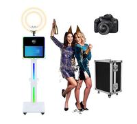 Máquina de fotomatón de espejo con pantalla táctil de 15.6 pulgadas con cabina de fotos DSLR con funda de vuelo APP control remoto para alquiler de fiestas de negocios (Máquina + cámara)