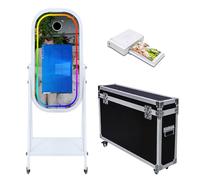 Máquina de fotomatón de espejo mágico con pantalla táctil de 21.5 pulgadas, máquina de fotomatón para selfie, luz RGB para eventos, alquiler, boda, fiesta (máquina + mini impresora)