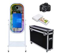 Máquina de fotomatón de espejo mágico con pantalla táctil de 21.5 pulgadas, máquina de fotomatón para selfie, luz RGB para eventos, alquiler de bodas, fiestas (Máquina + cámara + mini impresora)