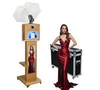 Máquina de fotomatón de paraguas de luz suave con pantalla táctil de espejo y pantalla LCD dividida para cabina de fotos, estación de selfie, soporte de concha, máquina de fotomatón para eventos