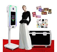 Máquina de fotomatón DSLR, Cabina de Fotos para Selfies Fiestas, elevación eléctrica con 4 Modos de Ahorro de Memoria, Cabina de Fotos con Pantalla táctil de 21.5" (White, Photo Booth)