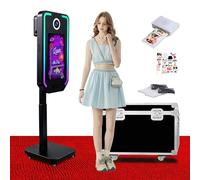 Máquina de fotomatón DSLR, Cabina de Fotos para Selfies Fiestas, elevación eléctrica con 4 Modos de Ahorro de Memoria, Cabina de Fotos con Pantalla táctil de 21.5" (Black, Photo Booth + Printer)