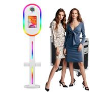 Máquina de fotomatón portátil compatible con iPad, sincronización de música RGB, luz RGB, cabina de fotos selfie con funda de vuelo (máquina de fotomatón)