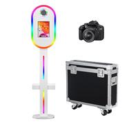 Máquina de fotomatón portátil compatible con iPad, sincronización de música RGB, luz RGB, cabina de fotos selfie con funda de vuelo (Máquina + cámara)