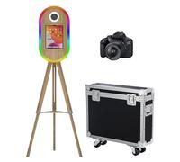 Máquina de fotomatón portátil compatible con iPad y cámara, sincronización de música RGB, luz RGB, cabina de fotos selfie con funda de vuelo (Máquina + cámara)