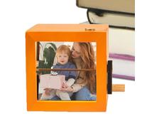 Máquina de fotos con manivela, marco de fotos LED, álbum de fotos de escritorio, gran material, regalo ideal, 8 cm, para decoración del hogar