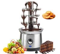 Máquina de fuente de chocolate, fuente de fondue de acero inoxidable de 4 niveles con capacidad de 1,2 kg, calentador de 170 W para fiestas, bodas, cumpleaños y eventos