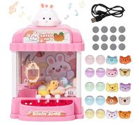 Máquina de Garra para Niños con 10 Peluches y 10 Gashapons Mini Candy Grabber Agarrador de Caramelos Máquina Expendedora de Garras Juegos Arcade Claw Machine Regalo de Cumpleaños para Niñas 3+ Años