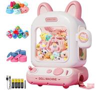 Máquina de garras para niños con luz y música, mini máquina expendedora con 10 Muppet, 10 huevos sorpresa y 12 monedas de juego, juguete para niños pequeños que funciona con USB/batería para fiesta