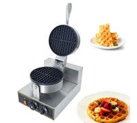 Máquina de gofres redondas comerciales Máquina para hacer gofres eléctricos antiadherentes Máquina de torta de rejilla comercial Control de temperatura y tiempo Máquina de gofres belga para panaderías
