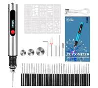 Máquina de grabado inalámbrica recargable, pluma de grabado eléctrica con puntas, ajuste de 3 velocidades, grabador rotativo portátil for metal, madera, vidrio, grabado(Silver)