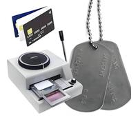 Máquina de grabado manual de 72 caracteres, grabadora manual de tarjetas de crédito, máquina de códigos de búfer, para tarjetas de identificación y PVC, con 30 placas de identificación de aluminio.