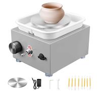 Máquina De Hacer Cerámica De Escritorio: Torno De Cerámica Eléctrico Con Platos De 10 Cm Y 6,5 Cm, Kit Completo De Cerámica De Bricolaje Para Principiantes, Incluye Herramientas De Arcilla grey