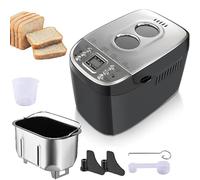 Máquina De Hacer Pan Eléctrica, Programable 15 En 1 Con Temporizador De Retraso De 15 Horas Y Sartén De Cerámica Antiadherente, Para Cocina De Casa black