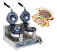 Máquina de hamburguesas, prensa hamburguesa comercial, fabricante de gores de helado, prensa eléctrica antiadherente Panini, temperatura ajust50-300 ℃ Pan antiadherente,B