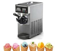 Máquina de Helado Soft, Máquina de Helados Comercial con Tanque de 2,5L de Capacidad, Ajustes de Dureza Regulables, Auto Limpieza, Pantalla LCD y Rendimiento de 80-100 Unidades/Hora(Gray)