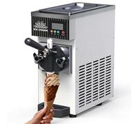 Máquina de helados comercial, 450 W, para un tipo de helado suave, potencia de 4-5 l/h, depósito almacenamiento 2,5 l/1 l/360, pantalla táctil, limpieza y preenfriamiento automáticos(Silver)