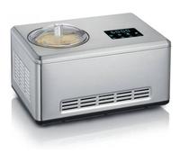SEVERIN Heladera 2 en 1, heladera con compresor para hacer helado, sorbetes y yogures caseros, máquina para hacer helados con 2 recipientes y recetario, acero inoxidable, EZ 7406