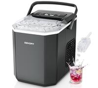 Máquina de hielo, 9 cubitos de hielo en 6 minutos, tamaño de bala, 2 tamaños de cubitos de hielo, máquina de hielo de encimera de acero inoxidable, capacidad de 12 kg/día, negro, para el hogar, la