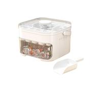 Máquina de hielo de 25/50 cubos de una sola o doble capa con tapa de fácil prensado, refrigerador, caja de hielo de almacenamiento para el hogar (blanco, una sola capa, 25 celdas)